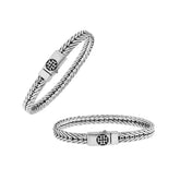 Elegant sterling silver wheat chain bracelet with cross clasp and polished Balinese design